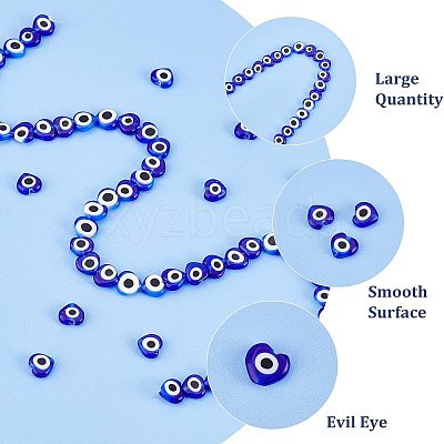 2 Strands Handmade Evil Eye Lampwork Beads Strands LAMP-FH0001-08B-1