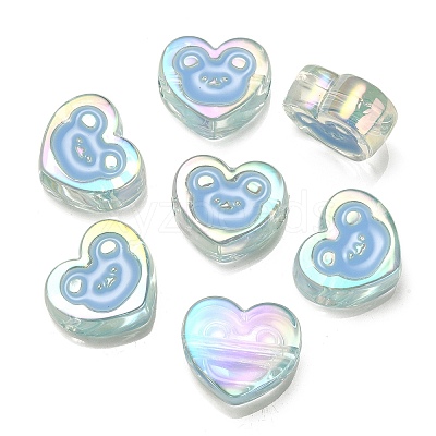 UV Plating Rainbow Iridescent Acrylic Enamel Beads OACR-G012-12A-1