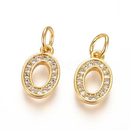 Brass Micro Pave Clear Cubic Zirconia Charms ZIRC-L092-00-G-1