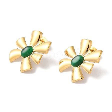 Flower Golden Ion Plating(IP) 304 Stainless Steel Stud Earrings for Women EJEW-L287-054G-1