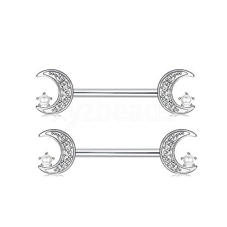 316L Surgical Stainless Steel Moon Nipple Rings WG12885-06-1