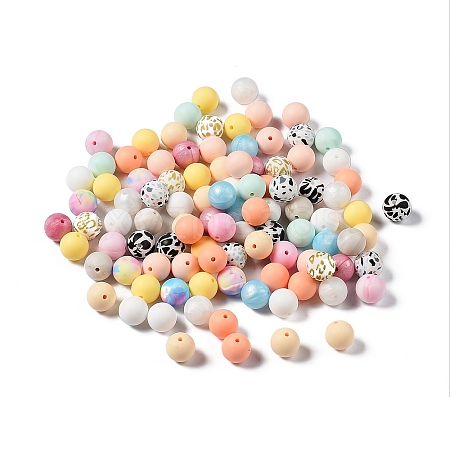 Round Food Grade Eco-Friendly Silicone Focal Beads SIL-F003-05-1