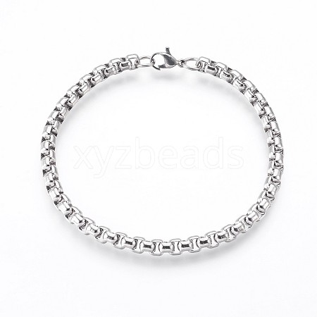 Tarnish Resistant 304 Stainless Steel Box Chain Bracelets BJEW-P236-24P-1