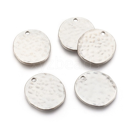 Alloy Blank Flat Round Hammered Pendants PALLOY-M031-07P-NF-1