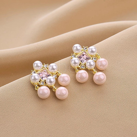 Alloy Plastic Imitation Pearl Stud Earrings WGC0511-14-1