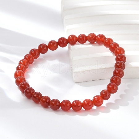 Natural Red Agate Beaded Stretch Bracelets BJEW-D446-B-26-1