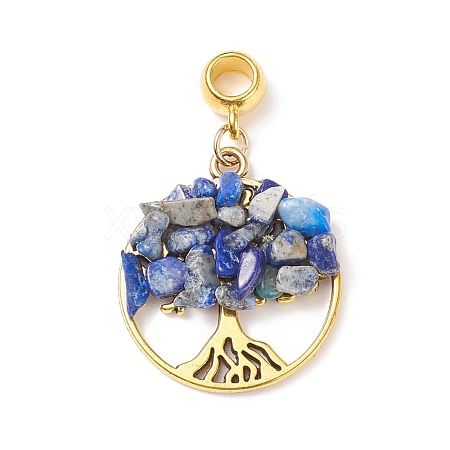 Natural Lapis Lazuli European Dangle Charms PALLOY-JF01786-03-1