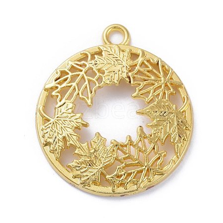 Autumn Theme Zinc Alloy Open Back Bezel Pendants PALLOY-E577-24G-1