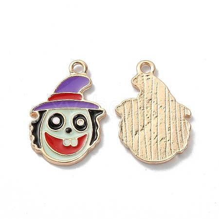 Halloween Light Gold Tone Alloy Enamel Pendants ENAM-P247-05KCG-1