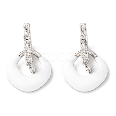 Brass Micro Pave Clear Cubic Zirconia Square Dangle Earrings Findings EJEW-A149-01A-P-1