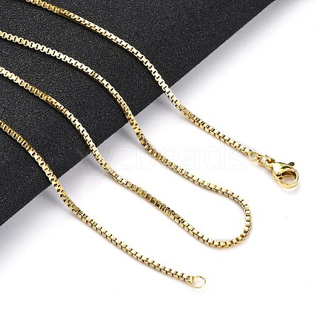 1.5mm Rack Plating Brass Box Chain Necklaces for Women Men MAK-L044-30G-1