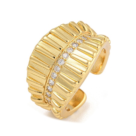 Brass Micro Pave Cubic Zirconia Cuff Rings RJEW-P127-08G-1