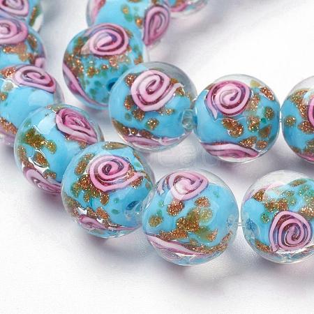 Handmade Gold Sand Lampwork Beads Strands LAMP-L072-G01-1