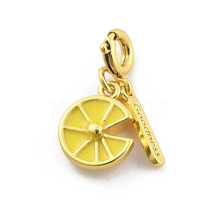 Brass Enamel Fruits Pendant Decoration HJEW-P020-01C-G-1