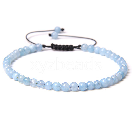 4mm Natural Aquamarine Beaded Braided Bracelets SY1950-20-1