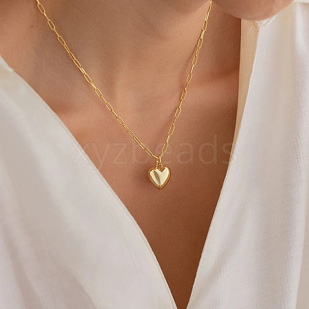 Alloy Heart Pendant Paperclip Chain Necklaces for Women WG28BBE-03-1