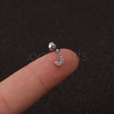 316L Surgical Stainless Steel Micro Pave Clear Cubic Zirconia Cartilage Earrings WG3A850-19-1