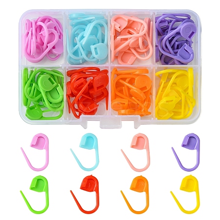 80Pcs 8 Colors Eco-Friendly ABS Plastic Knitting Crochet Locking Stitch Markers Holder FIND-YW0005-36-1