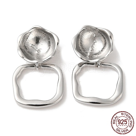 Rhodium Plated 925 Sterling Silver Stud Earring Findings STER-M114-18P-1