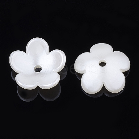 4-Petal ABS Plastic Imitation Pearl Bead Caps OACR-S020-32-1