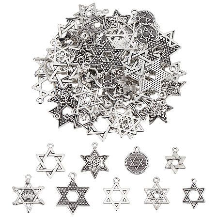 SUNNYCLUE 72Pcs 9 Styles Tibetan Style Alloy Pendants FIND-SC0008-45-1