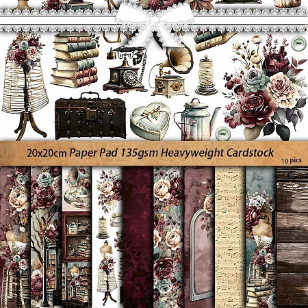 10Pcs 10 Styles Scrapbook Paper Pad PW-WG65A68-01-1