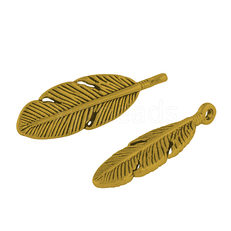 Tibetan Style Alloy Feather Pendants LS-TIBEP-A87-AG-RS-1