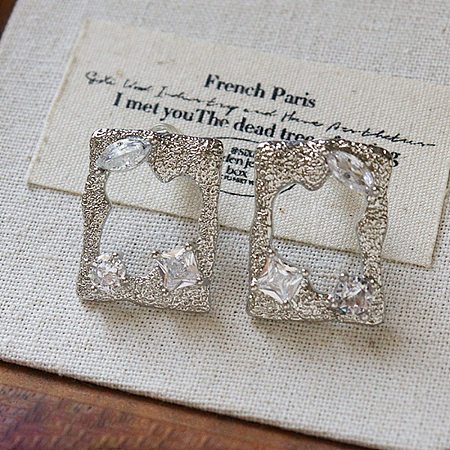 Brass Pave Cubic Zirconia Stud Earrings WGD8924-04-1