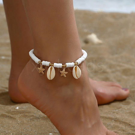 Handmade Heishi Polymer Clay Beaded Anklets WG57D89-06-1