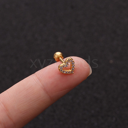 316L Surgical Stainless Steel Micro Pave Clear Cubic Zirconia Heart Cartilage Earrings WG9CD6D-11-1