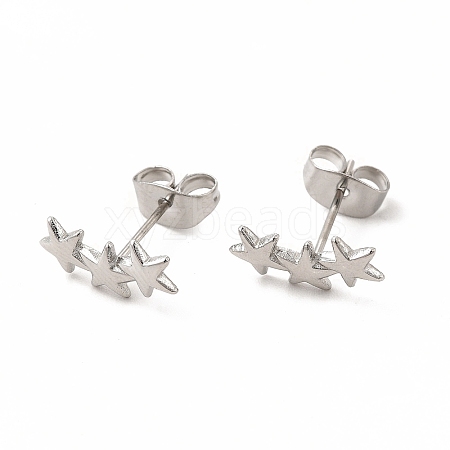 304 Stainless Steel Star Stud Earrings for Women EJEW-C004-01P-1