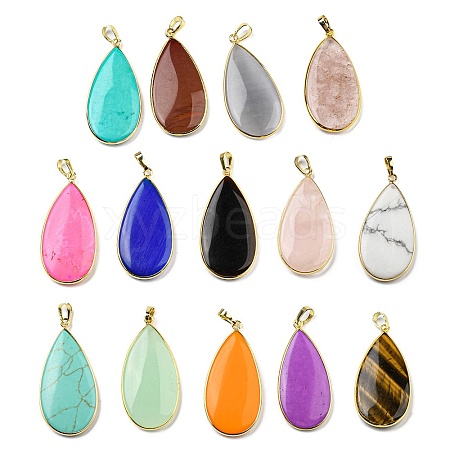 Mixed Gemstone & Glass & Cat Eye Pendants G-Q1002-04G-1