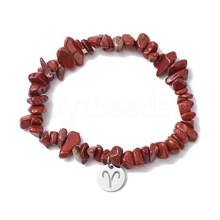 Natural Red Jasper Stretch Bracelets BJEW-JB11147-01-1