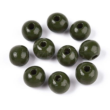 Spray Painted Round Natural Schima Wood Beads WOOD-A018-8mm-14-1