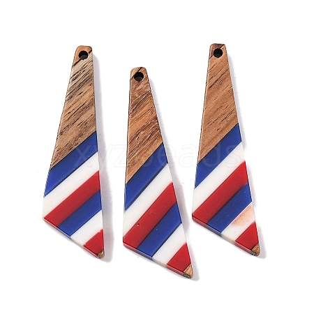 Independence Day Opaque Striped Resin & Walnut Wood Pendants RESI-U010-02F-1