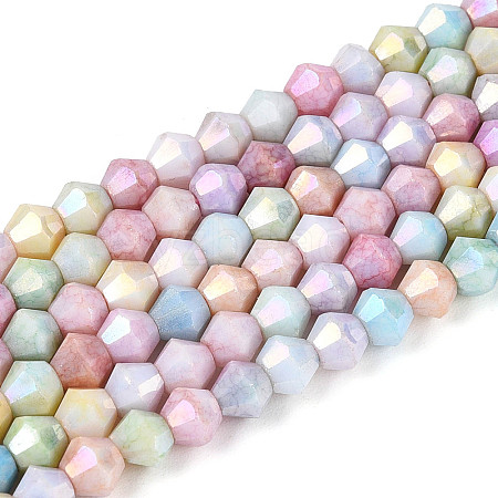 Anti-Tarnish Electroplate Bicone Glass Beads Strands EGLA-T021-4mm-16-11-1