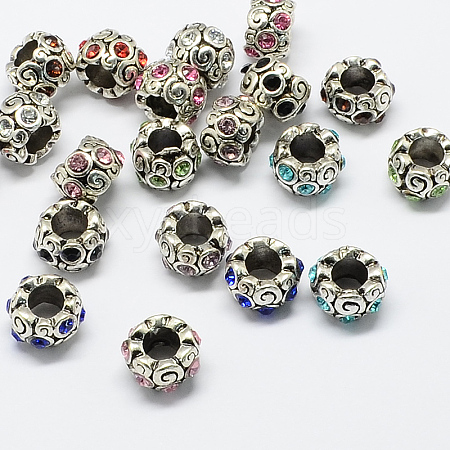 Alloy Rhinestone European Beads MPDL-R036-09-1