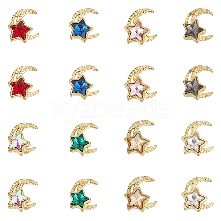 HOBBIESAY 48Pcs 8 Colors Light Gold Tone Alloy Cabochons MRMJ-HY0002-47-1