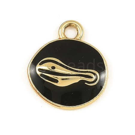 Blended Coffee Alloy Enamel Pendants ENAM-B038-01G-01-1
