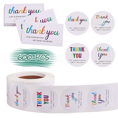 1 Roll Word Thank You Self Adhesive Paper Stickers DIY-SZ0007-83B-1