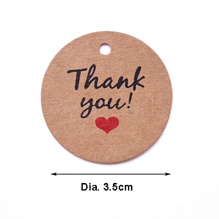 100Pcs Round Kraft Paper Gift Tags with Word Thank You PW-WG38291-02-1