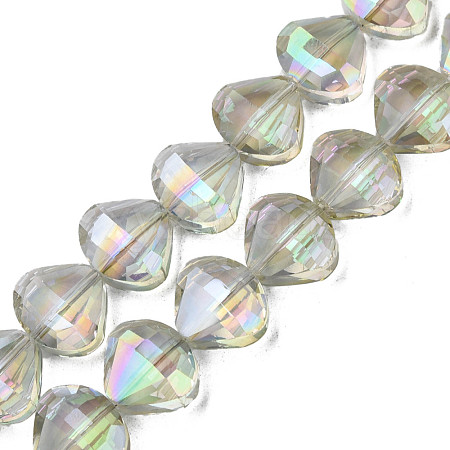 Electroplate Transparent Glass Beads Strands EGLA-N002-36-C05-1