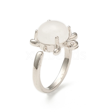 Natural Quartz Crystal Turtle Open Cuff Ring RJEW-P082-01P-27-1