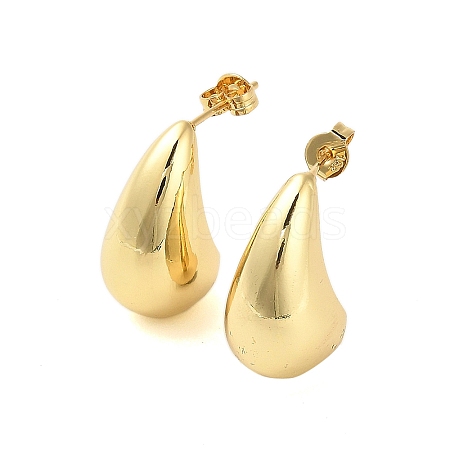 Rack Plating Teardrop Brass Stud Earrings for Women EJEW-B053-02G-1