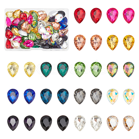 96Pcs 16 Colors Glass Rhinestone Cabochons GLAA-FG0001-17-1