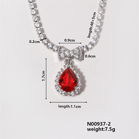 Fashion Brass Rhinestone Pendant Necklace for Women HY3513-2-1