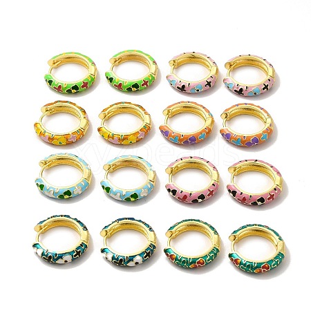 Flower Enamel Hoop Earrings EJEW-H091-04G-1