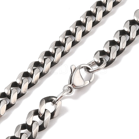 304 Stainless Steel Cuban Link Chain Necklaces NJEW-K378-16A-AS-1