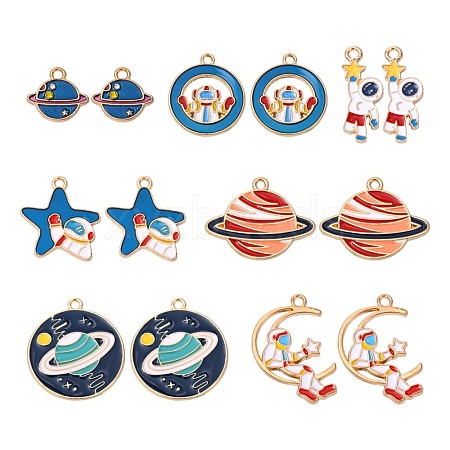 16Pcs 8 Style Alloy Enamel Pendants ENAM-FS0001-22-1