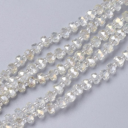 Electroplate Glass Beads Strands X-EGLA-J147-B-FR02-1